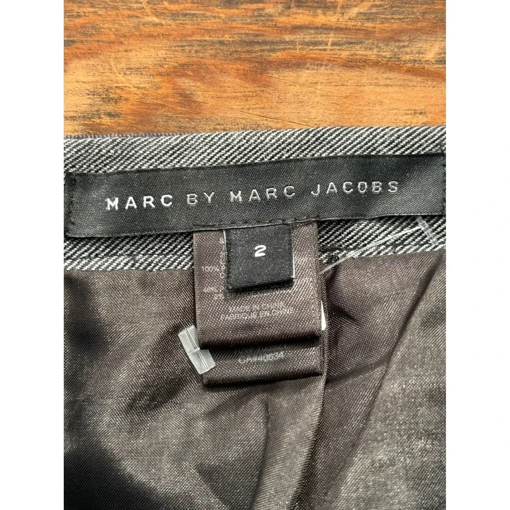 A6 Marc by Marc Jacobs Wool Pencil Skirt Velvet Trim Black Multi Tweed Modern